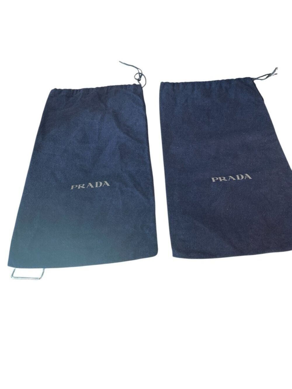 PAIR of Prada dark blue soft flannel shoe dust bags 8” x 14”